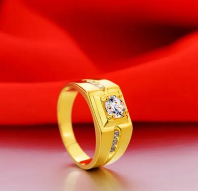 MENS STYLISH FASHION GOLD PLATED  RINGS ZIRCON WEDDING RINGS SPECIAL OCCATION