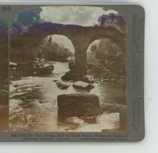 Old Weir Bridge on Long Range Lakes Killarney Ireland Underwood Stereoview