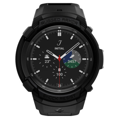 Galaxy Watch 4 Classic Case | Spigen [Rugged Armor Pro] Shockproof Slim Cover