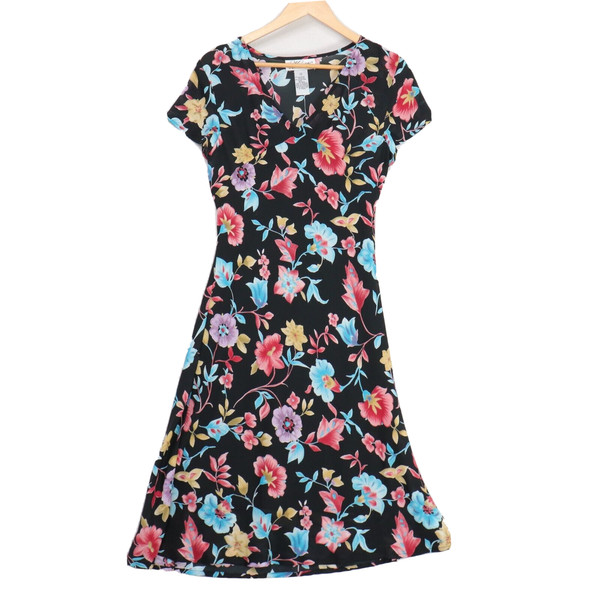 Kresti Collection Vintage Babydoll Dress Size 12 Y2K Black Colourful Floral