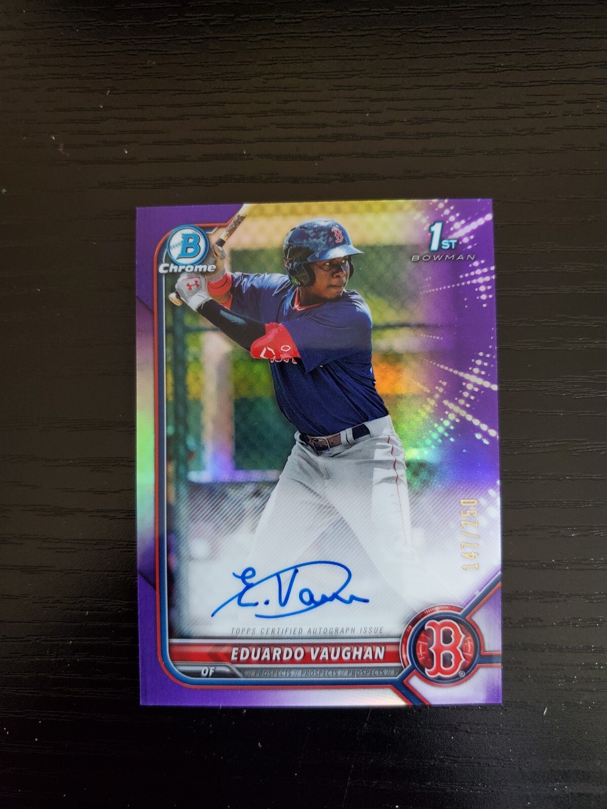 Eduardo Vaughan - 2022 Bowman Chrome 1st Autograph - PURPLE REFRACTOR AUTO /250