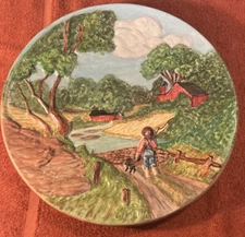 Huckleberry Finn Chalk Ware Wall Plaque 13” Byron Molds