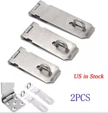 2Pcs 3/4/5 inch Stainless Steel Safety Padlock Clasp Hasp Lock Latch Door Lock
