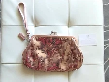 Coach Limited Edition"Julia" Evening Bag Rose Gold Sequin Kisslock 46727 B16