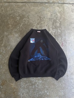vintage 90s grail nutmeg new york rangers hockey goalie blackout shadow crewneck
