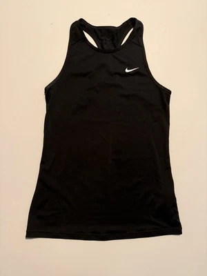 Nike Dri Fit Women’s Gym Vest Black Logo swoosh Stretch Sleeveless Size XS - Image 1 of 4