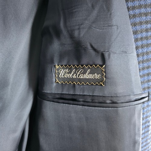 Ermenegildo Zegna Wool Cashmere Houndstooth Blue Blazer Sport Coat Italy 38R - Picture 4 of 6