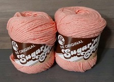 Lily Sugar 'n Cream Yarn Tea Rose Peach 2 Skeins 4 Ply Cotton 2.5oz