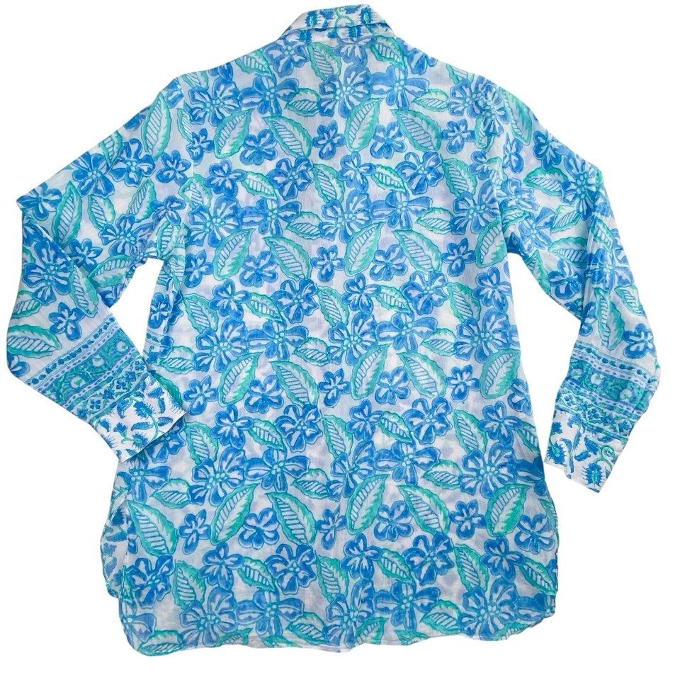 Blusa Cool & Clean Bella Tu Algodón Abotonada Manga Larga Estampado India XS Foto 2 de 4