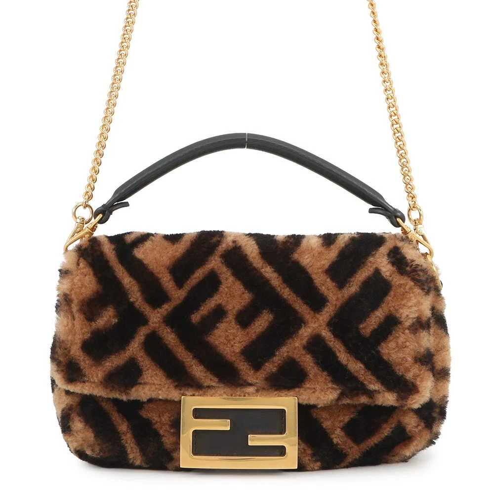 Fendi — FENDI Zucca mamma bucket Mouton/Leather Brown/Black 8BS017 A8HP