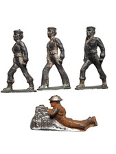 Vintage Barclay Manoil Lead Toy Soldiers WWII Machine Gunner Lot 4 1930s