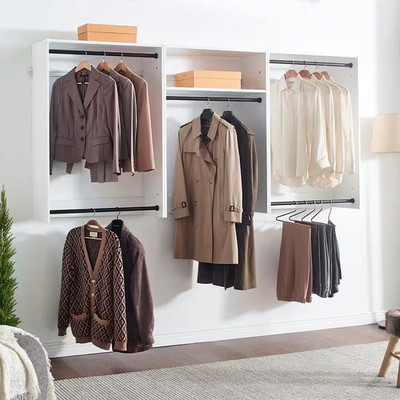 Devi Series 31.5-94. 5In. W White Modular Closet System Wall Mount Double Hangin
