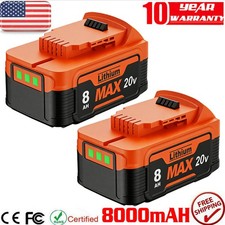 2Pack 8.0AH Lithium Ion Battery For DeWalt 20V 20 Volt Max DCB206 DCB200 DCB204