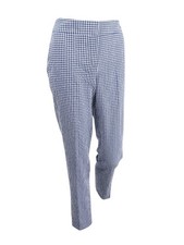 Nine West Women's Gingham-Print Ankle Pants (2, Navy/White)