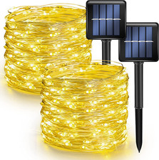 2 Pack Solar String Lights Outdoor, Total 80FT 240LED Solar Powered Waterproof F