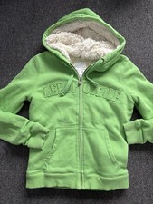 Aeropostale Faux Fur Lined Zip Up Heavy Hoodie Green Y2K Style Women Sz XL VTG