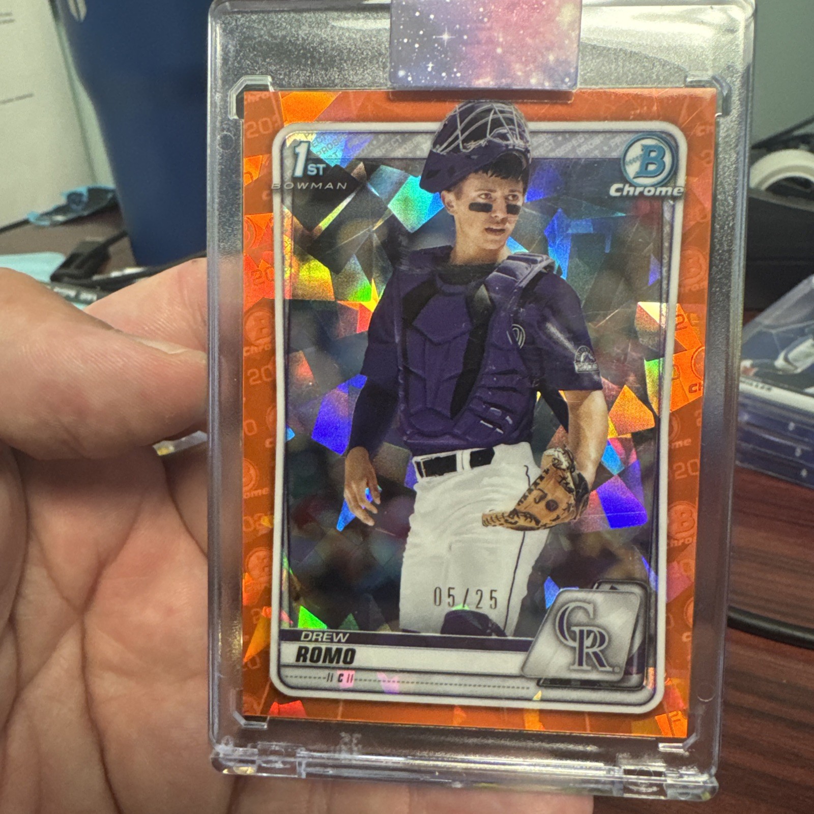 2020 Bowman  1st Drew Romo 5/25 Orange Sapphire Refractor #BD-106 CO Rockies