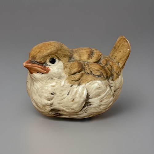 Vintage Porcelain Little Baby Sparrow Bird Figurine Garden Decor Brown White EUC