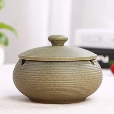 Ceramic Jar with Lid, Green, Home Office Decor, Anti-Skid, Windproof
