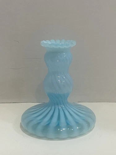 Vintage Fenton Opalescent Swirl Glass Candle Holder - 4"