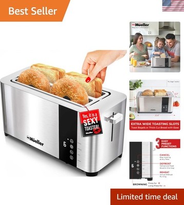 Mueller UltraToast 4-Slice Stainless Steel Toaster with Extra-Wide 1.6'' Slots