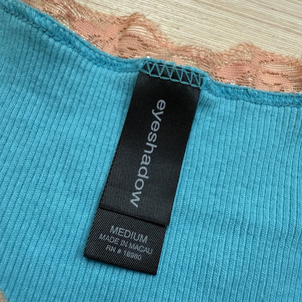 Sombra de ojos para mujer Y2K encaje ribete cami talla M verde azulado babydoll años 90 delicada coqueta Foto 3 de 4