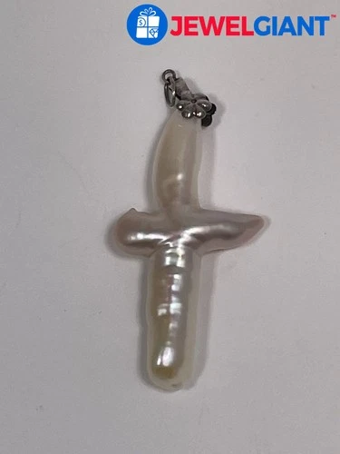 STERLING SILVER BAROQUE PEARL 50X25MM WIDE PENDANT 6.1G #GK647