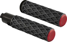 Arlen Ness Diamond Grips - Red Anodized Motorcycle Street Bike 500-061 0630-3262