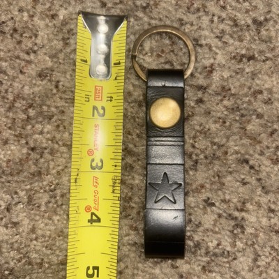 Rustico Black Leather Keychain With Embossed Star Handmade USA
