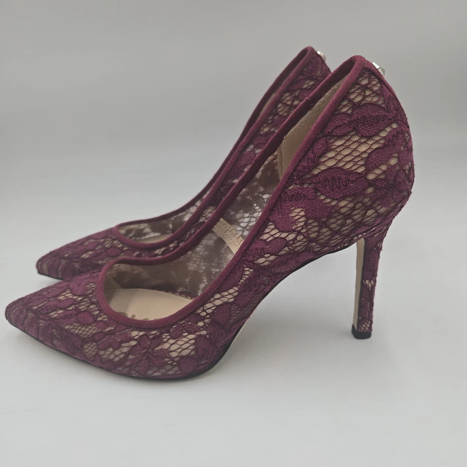 Zapatos de salón Sam Edelman Hazel vino borgoña malla encaje talla 8 3,5” tacón para mujer Foto 3 de 4