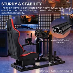 Minneer 3060Aluminum Profile Racing Simulator Cockpit with Seat Fit Logitech G29