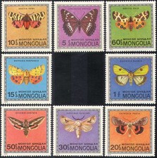 Mongolia 1974 Moths/Butterflies/Insects/Nature/Conservation 8v set (b4487)