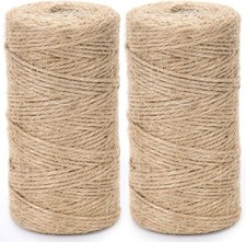2PCS Natural Jute Twines 328FT Long Bwon Twine Rope Crafts Garden DIY Decoration