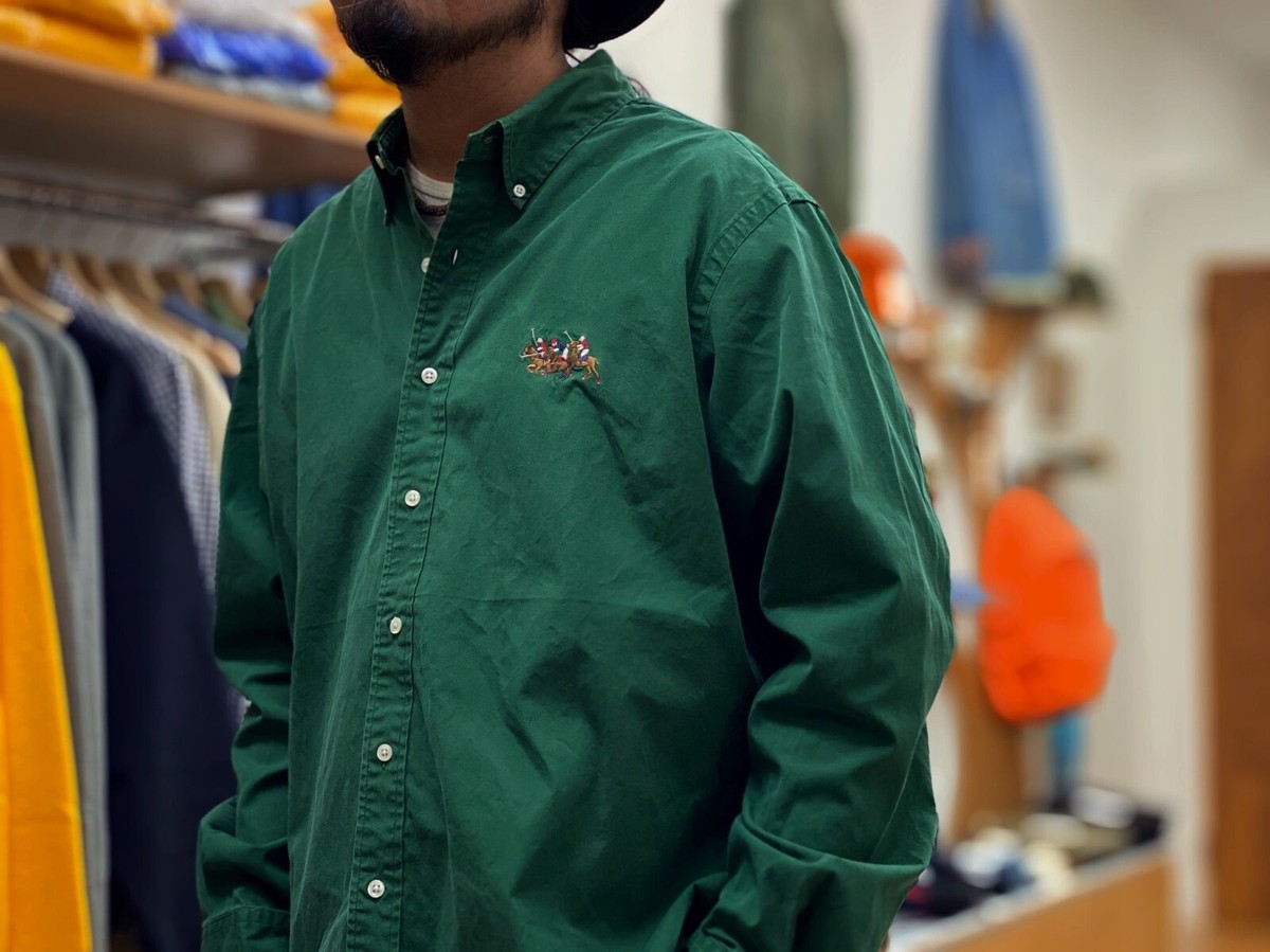 RALPH LAUREN POLO FOREST GREEN GARMENT DYED CUSTOM FIT MEN'S XL