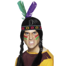 Native Indian Feathered Headband Fancy Dress Costume Headdress Accessory