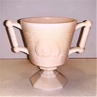 Vintage Shell Pink Milk Glass Footed Sugar w/ Handles and Baltimore Pear Design