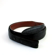 BGM Genuine Black Lizard Western Ranger Belt Strap Made in USA 32"