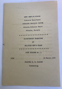 Vintage WWII 1944 Atlanta, GA Ordnance Depot Army Training Commencement Program