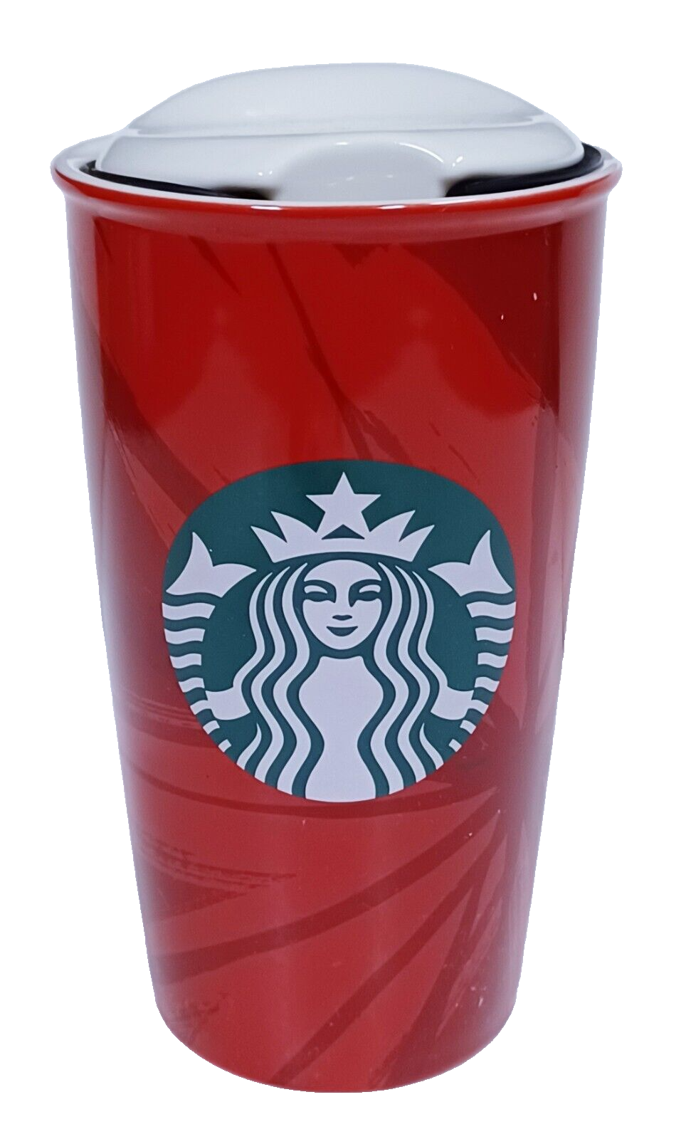 Starbucks 2014 Red Ceramic Tall Travel Mug w Lid Coffee Cup 12 oz eBay