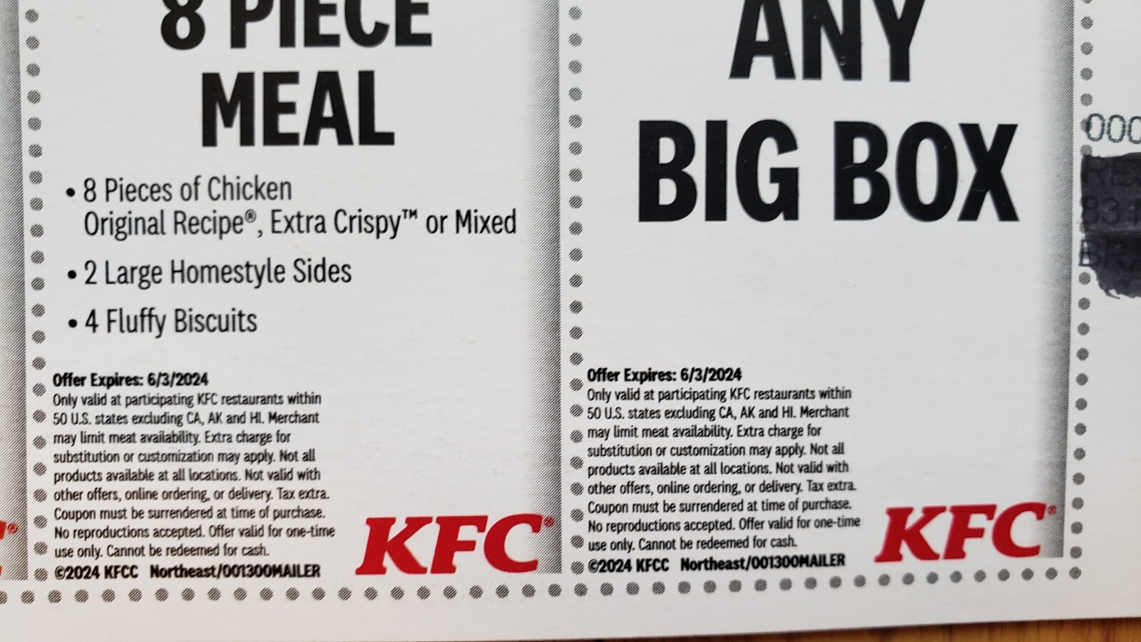 KFC 11 Mailer Cards Kentucky Fried Chicken COUPONS 8 Variety Choices