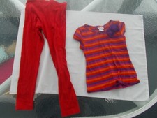 Girl's Size 6X Short Sleeve Red Stripe Top  Cat  Jack Stretch Red Pants