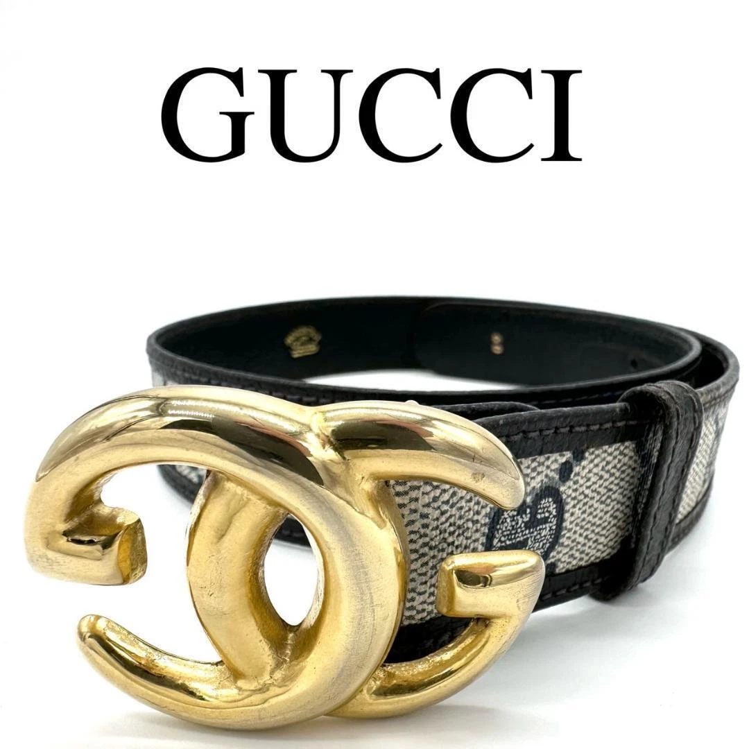 GUCCI authentique ceinture imbriquée GG Supreme GG matériau cuir motif PVC