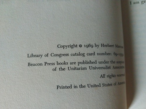 Herbert Marcuse - An Essay On Liberation - Beacon Press 1969 First Printing - Foto 7 di 7