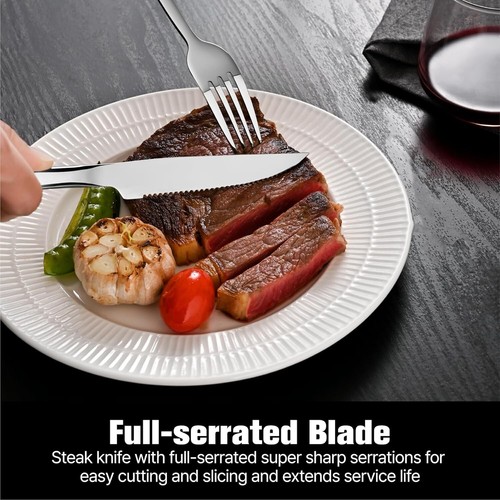 Elegant Stainless Steel Flatware Set with Steak Knives - Dishwasher Safe 48PCS - Picture 9 of 9