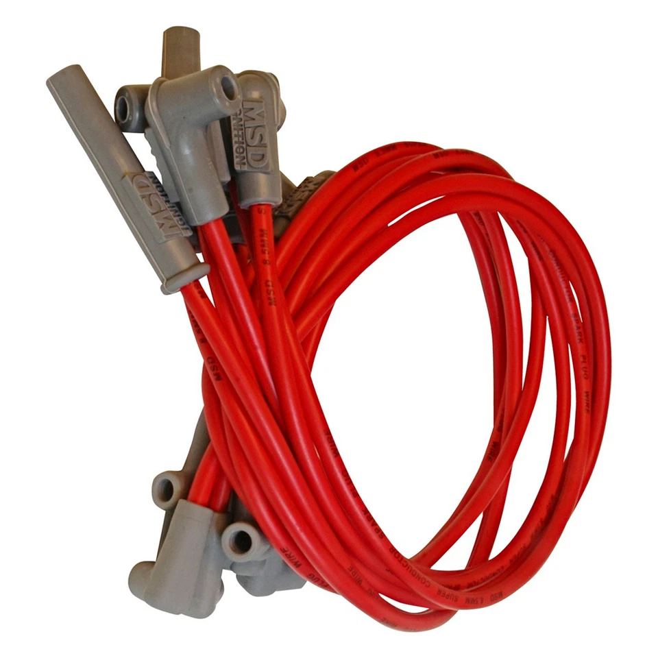 Juego de cables de bujía súper conductor MSD 8,5 mm rojo para motor Chevy y GMC 262 V6 Foto 2 de 4