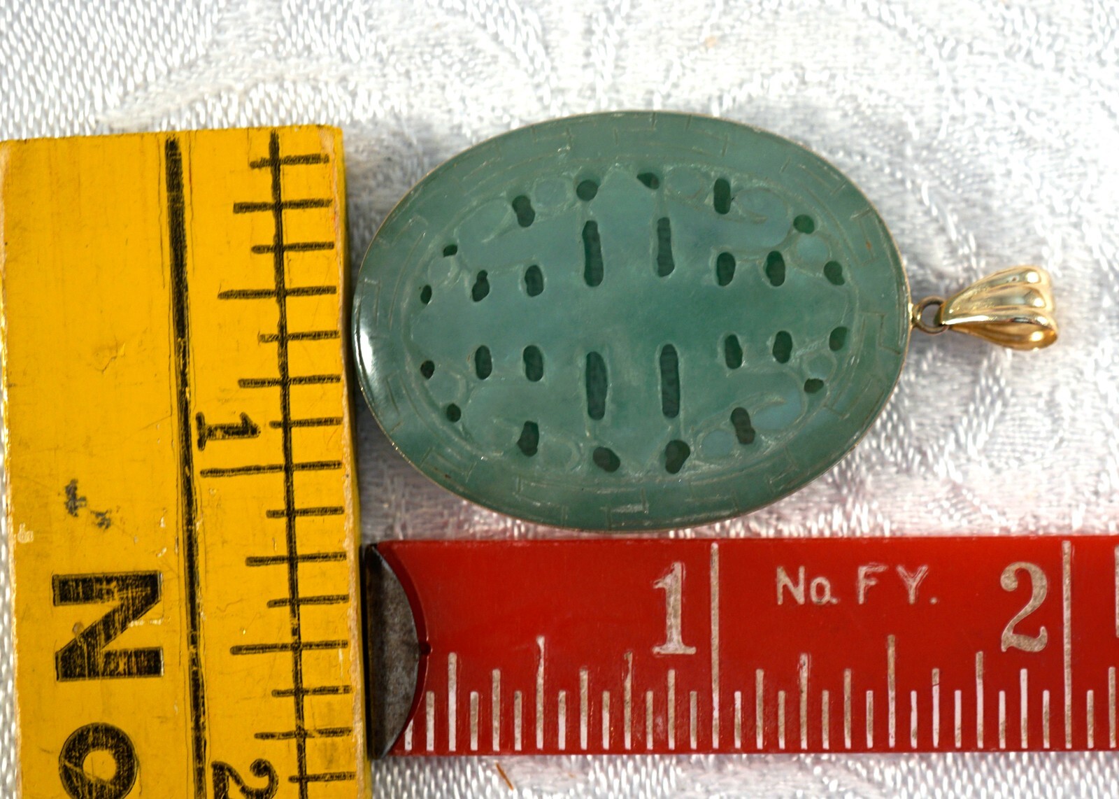 Translucent Jade Gemstone Pendant with Pierced De… - image 15