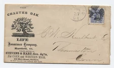 c1870 Hartford CT #114 ad cover Charter Oak life Ins Co fancy cancel [y7329]