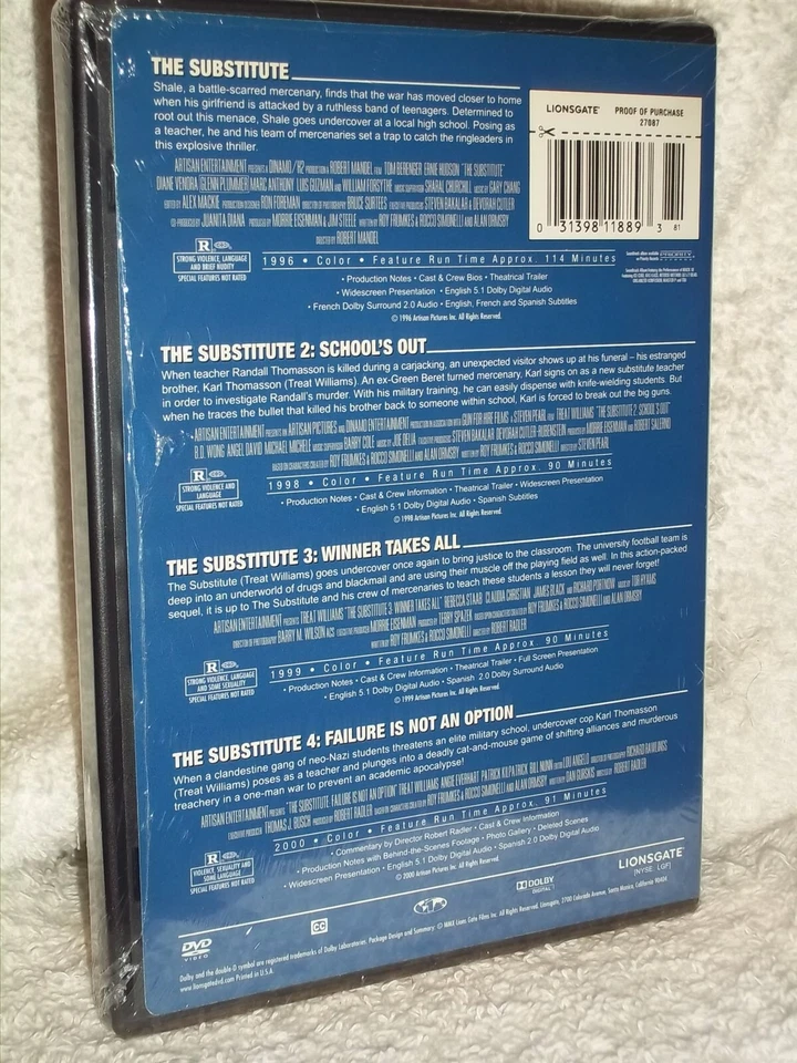 The Substitute Complete 4-Movie Collection (3-Disc) (DVD, 2000) Treat Williams - Image 2 of 2