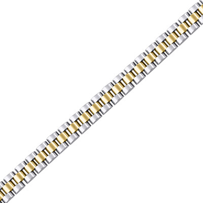 Collana Uomo In Acciaio Inox Bicolore, Catena Cubana Larga 6/8 Mm, Lunga 50 Cm, Regalo - 4