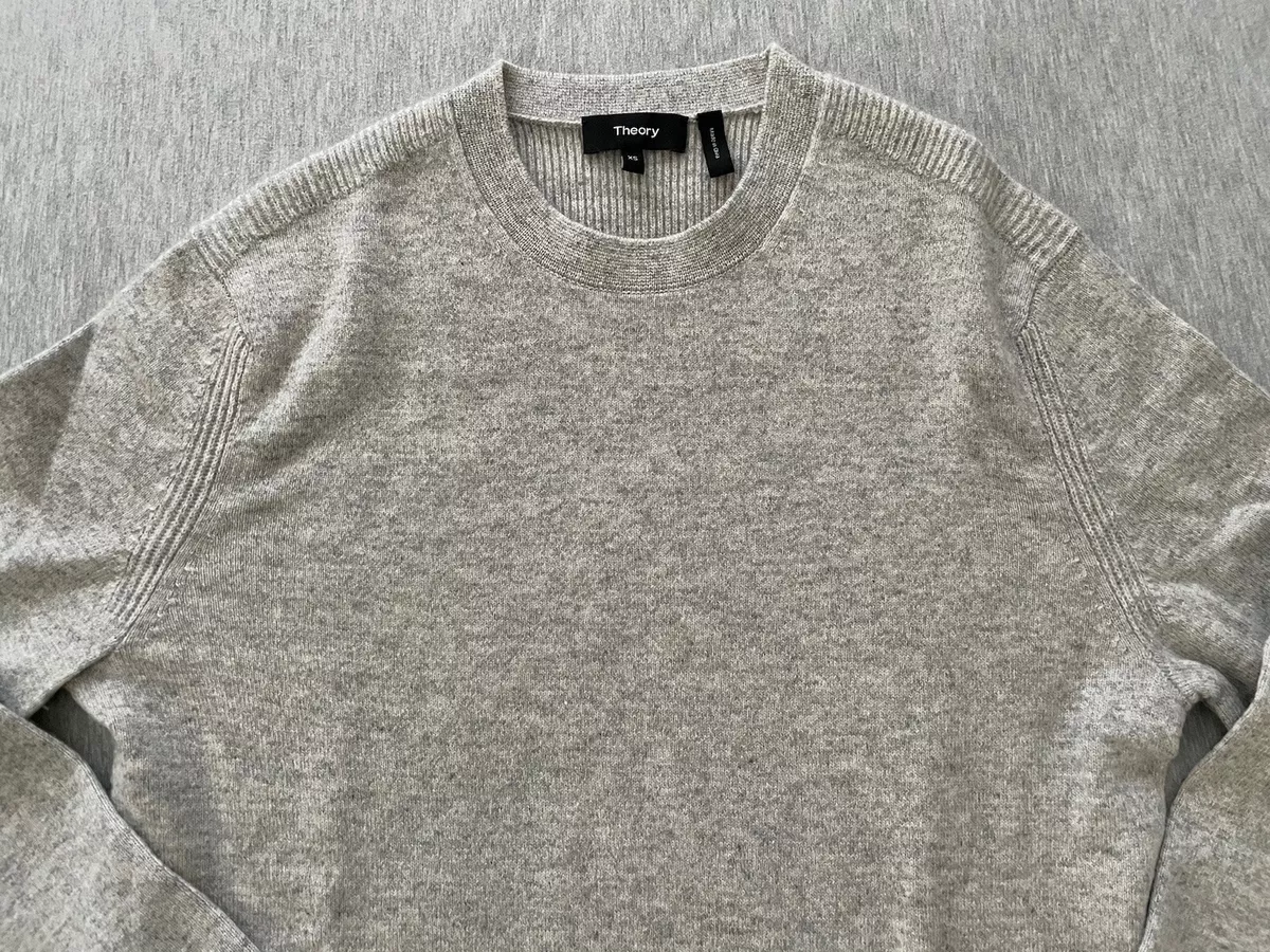Men s XS Theory Light Grey Gray Cashmere Sweater Knit Crewneck X